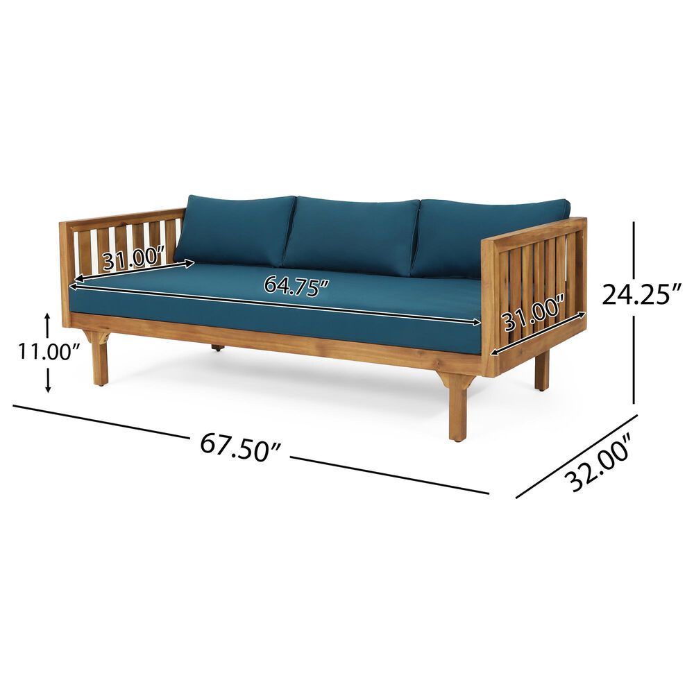 Hearth and Haven Claremont Outdoor Sofa Daybed in Dark Teal, , large