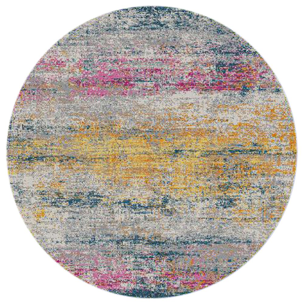 Amer Rugs Montana 7"6" Round Orange and Pink Area Rug, , large