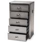 Baxton Studio Davet 5-Drawer Accent Storage Cabinet in Silver, , large