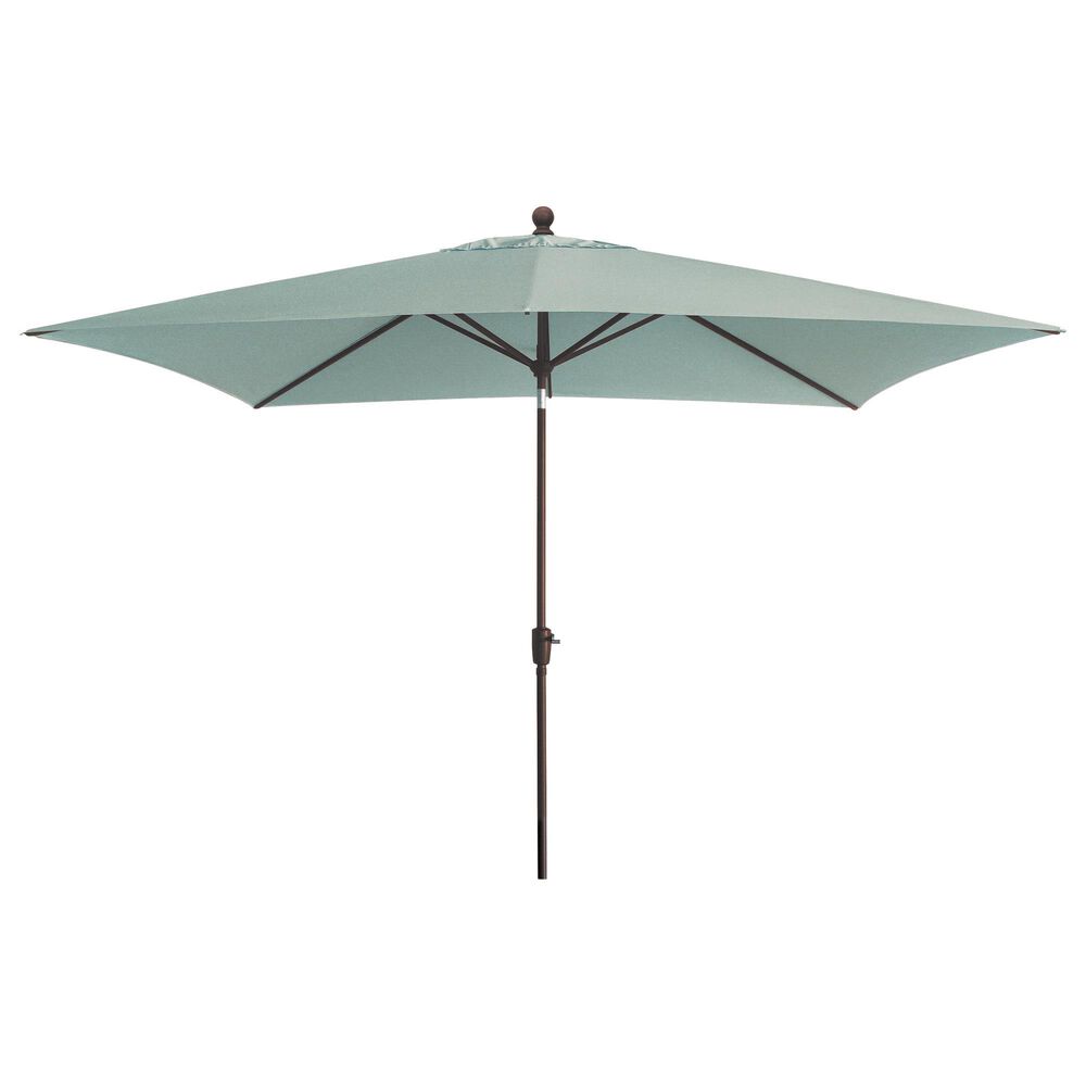 Garden Party Classic 6.5' x 10' Swivel Auto Tilt Umbrella with Black Cast Iron Base in Spa, , large