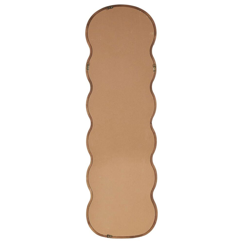 Maple and Jade 71&quot; Wood Abstract Wavy Wall Mirror in Dark Brown, , large
