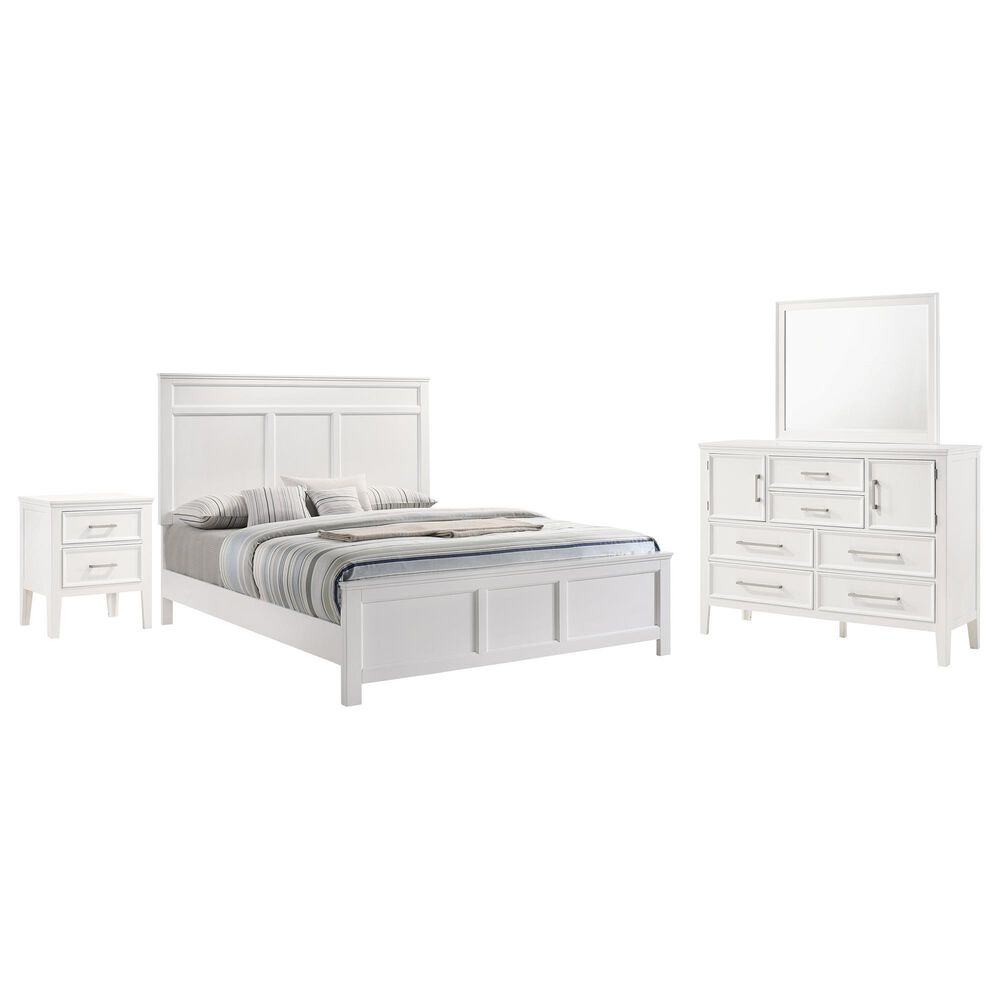 New Heritage Design Andover 4 Piece King Bedroom Set in White, , large