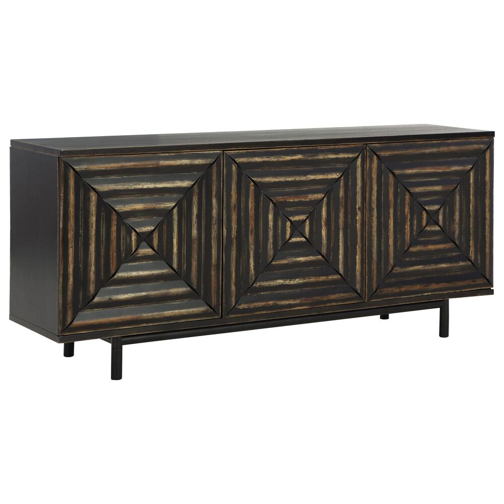 Ashley Fair Ridge Accent Cabinet in Distressed Black and Black, , large