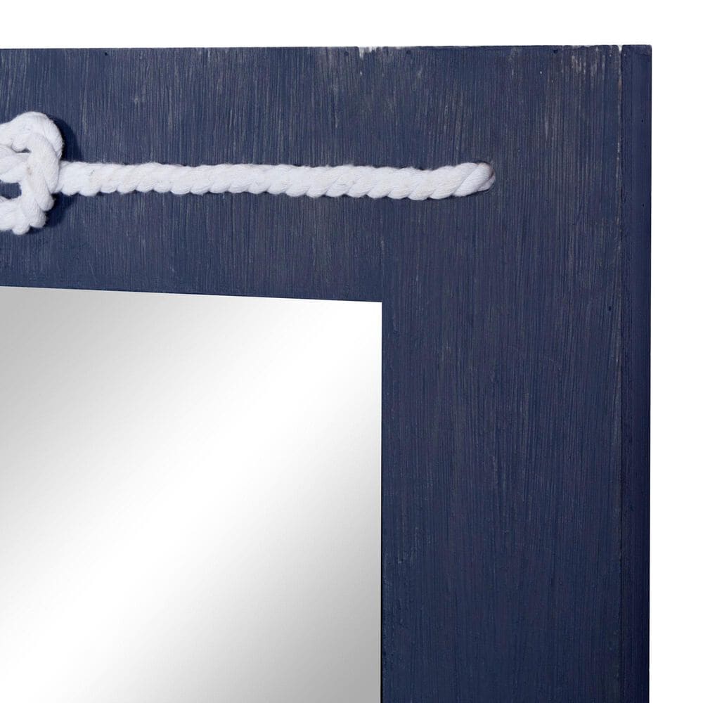 Maple and Jade 31&quot; Rectangular Wall Mirror with Knotted Rope in Distressed Blue, , large