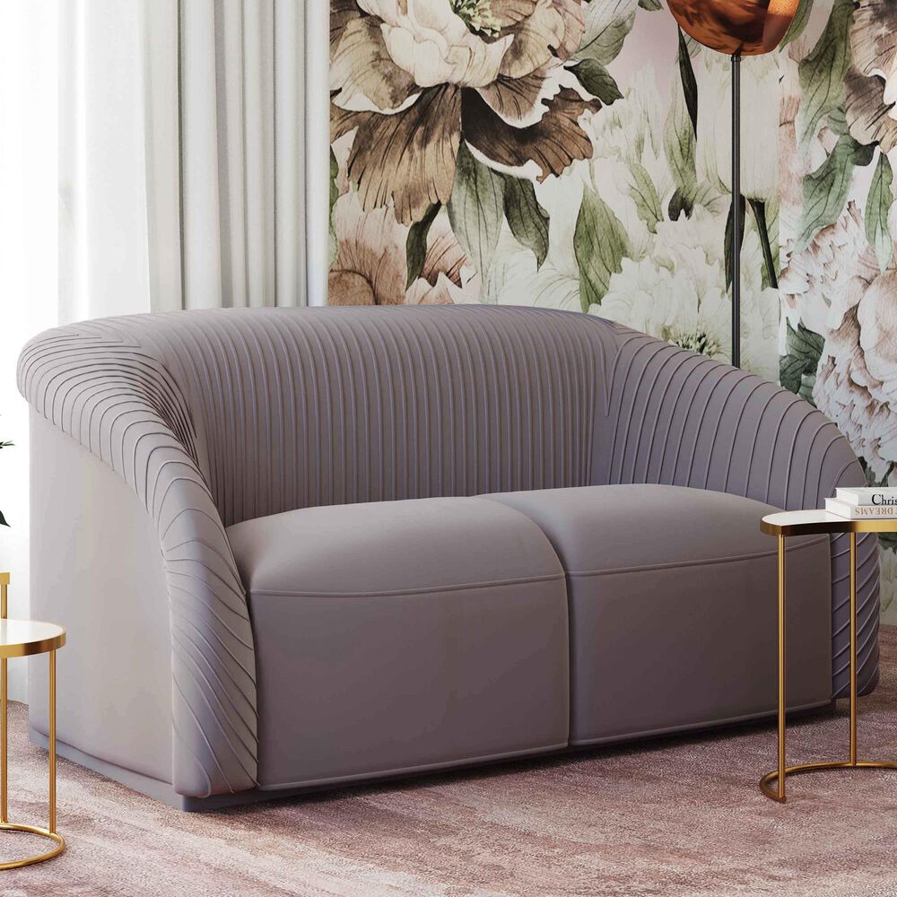 Tov Furniture Yara Velvet Loveseat in Grey, , large