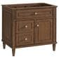 James Martin Vanities Lorelai 36" Single Vanity in Mid-Century Walnut with 3 cm Carrara White Marble Top, , large
