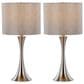 LumiSource Lenuxe 24" Metal Table Lamp with Grey Linen Shade in Brushed Nickel (Set of 2), , large