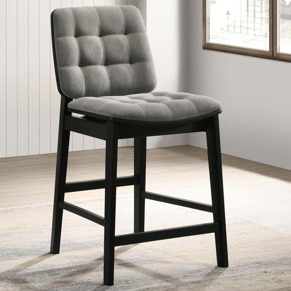 Coaster Redbridge Counter Stool with Grey Cushion in Black, , large