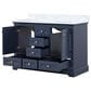 Lexora Home Dukes 48" Double Bathroom Vanity in Navy Blue with 2 cm White Carrara Marble Top and Rectangular Sinks, , large