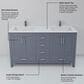 Lexora Home Jacques 60" Double Bathroom Vanity in Dark Grey with 2 cm White Quartz Top and Rectangular Sinks, , large