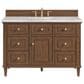 James Martin Vanities Lorelai 48" Single Vanity in Mid-Century Walnut with 3 cm Carrara White Marble Top, , large