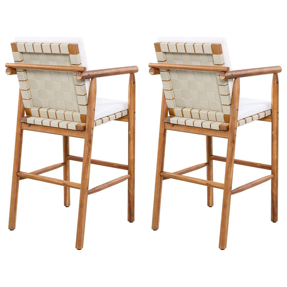 Hearth and Haven Outdoor Barstool with Webbing Design in Beige (Set of 2), , large