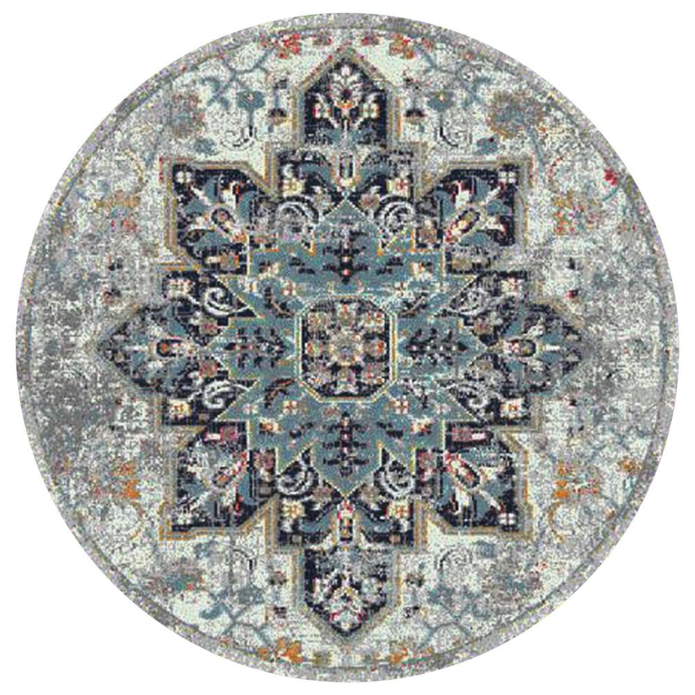 Amer Rugs Montana 7"6" Round Gray and Blue Area Rug, , large