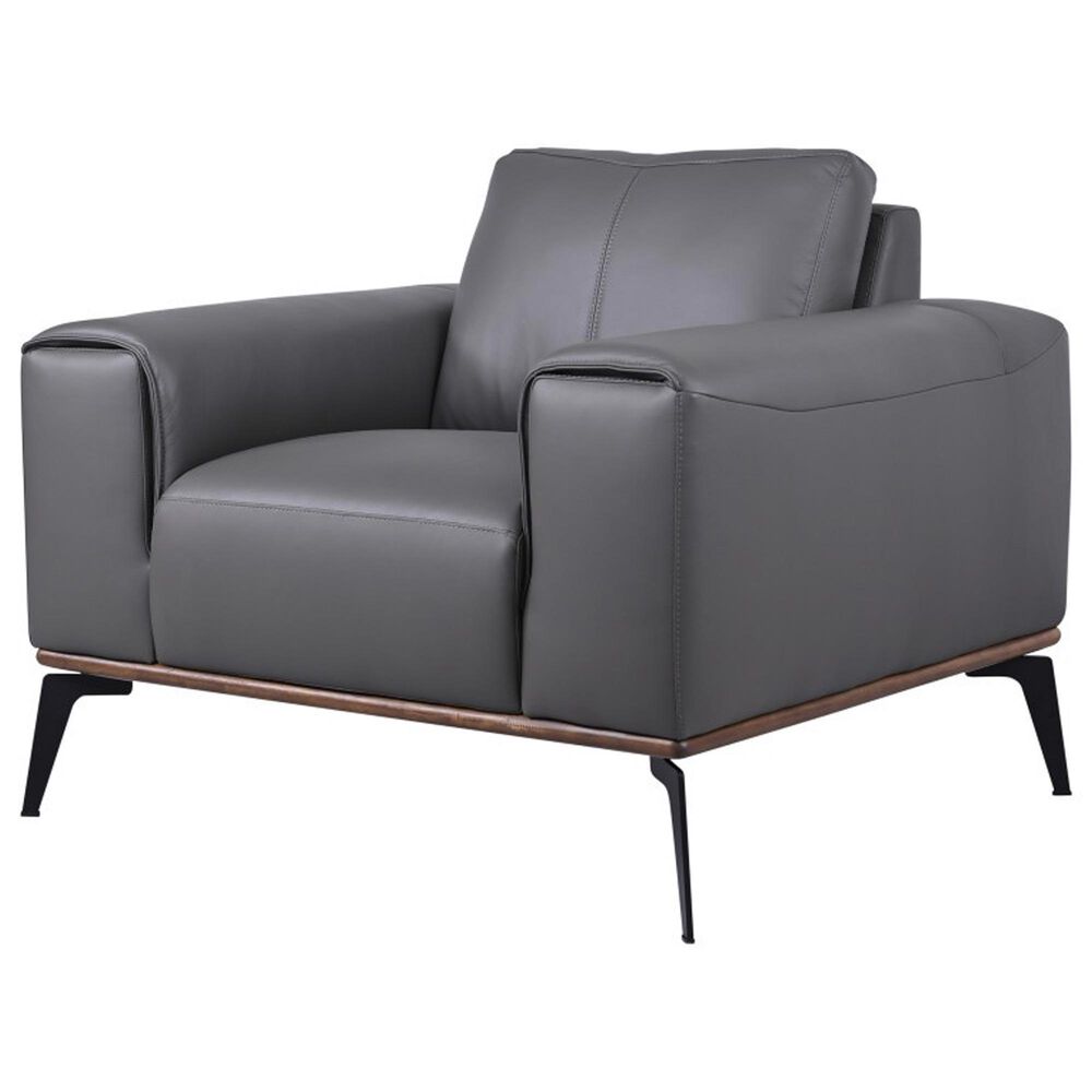37B Pietro Stationary Leather Chair in Gray, , large