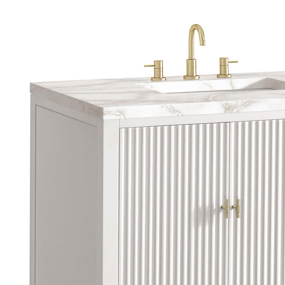 James Martin Vanities Myrrin 72" Double Vanity in Bright White with 3 cm Victorian Silver Quartz Top, , large