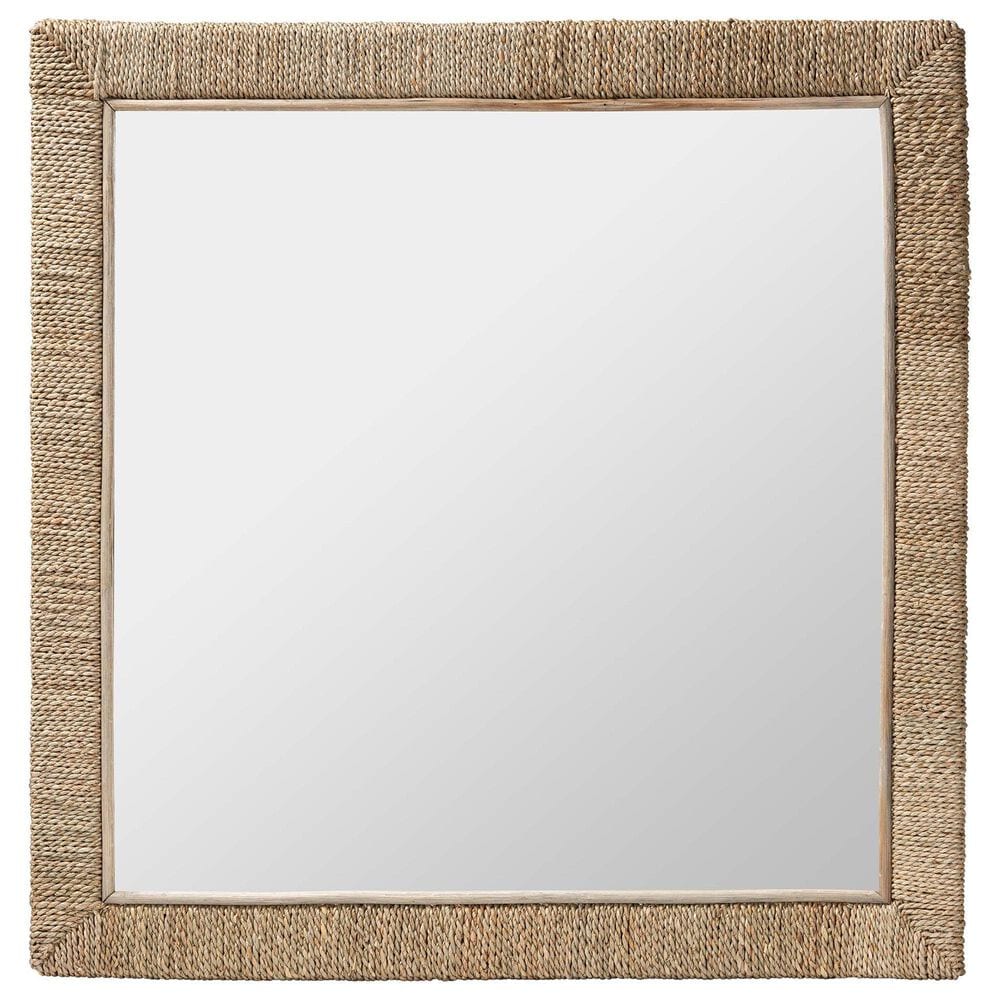 bali & pari Geralyn Japandi Square Wall Mirror in Natural Seagrass, , large