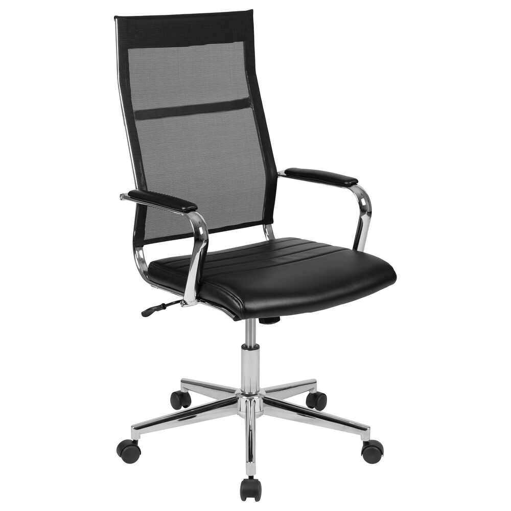 Flash Furniture Executive Swivel Chair in Black and Silver , , large