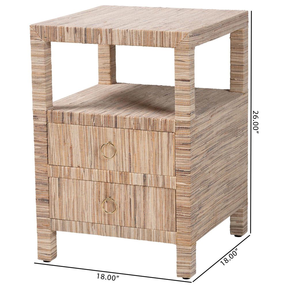 Baxton Studio Paine 2-Drawer Nightstand in Natural, , large