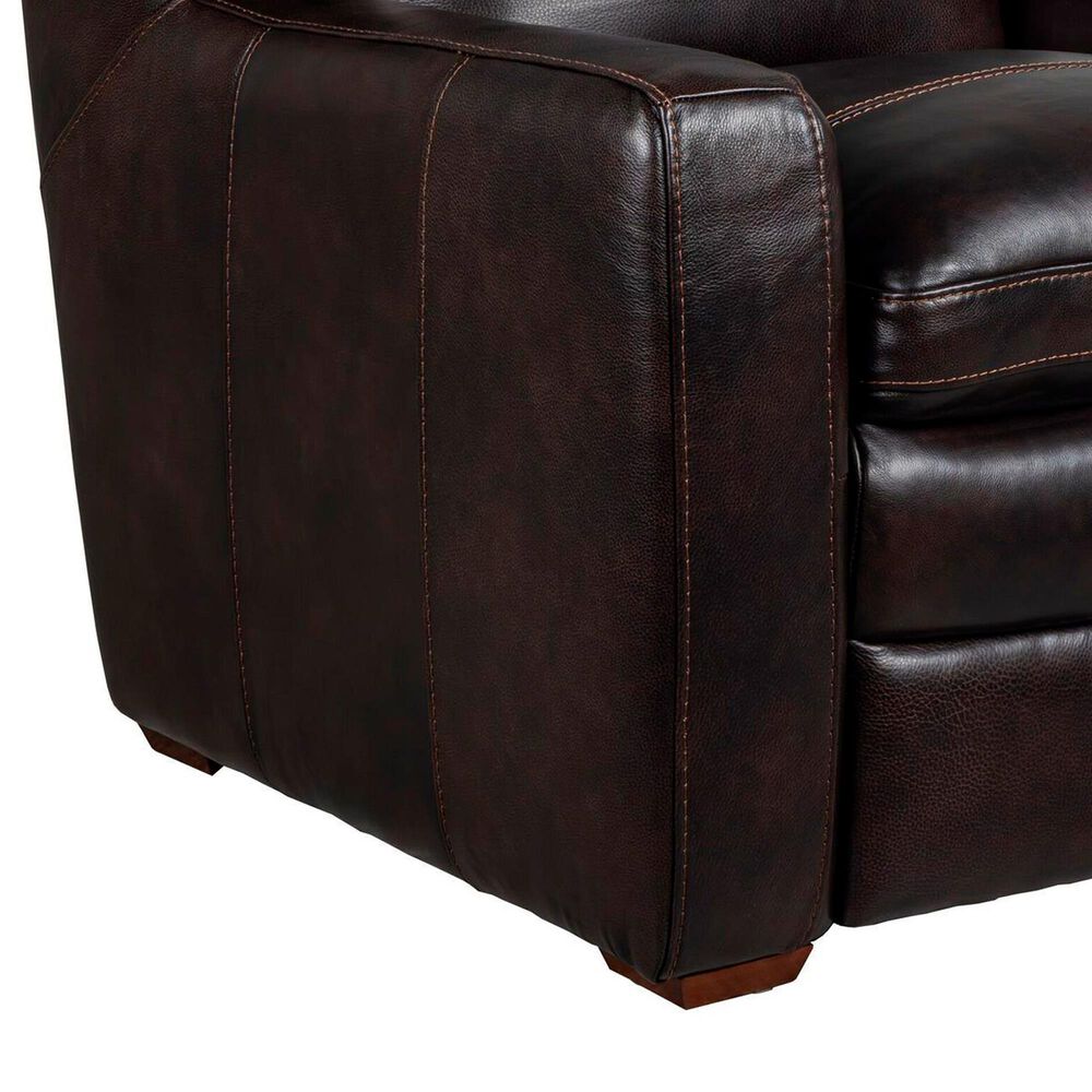 Bordeaux &amp; Co Stationary Leather Chair and Ottoman Set in Berlin Dark Brown, , large