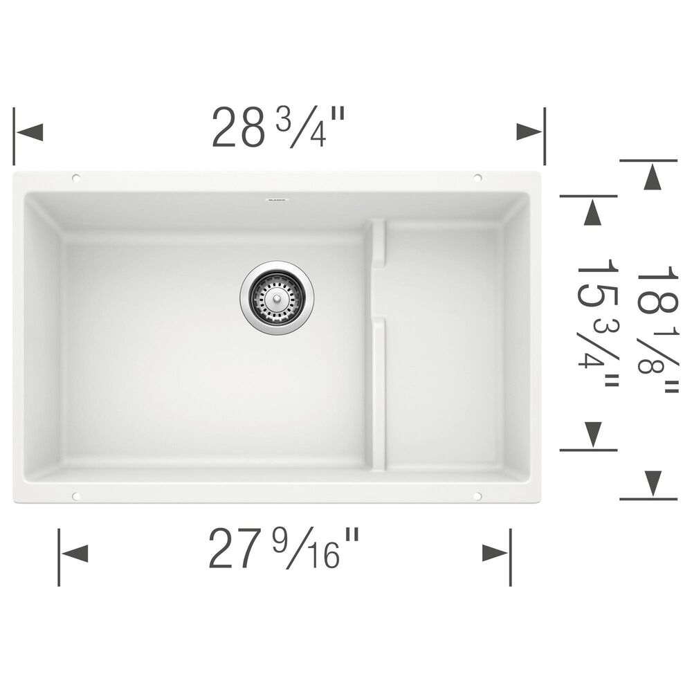 Blanco Precis 29&quot; Cascade Super Single Kitchen Sink with Colander in White, , large