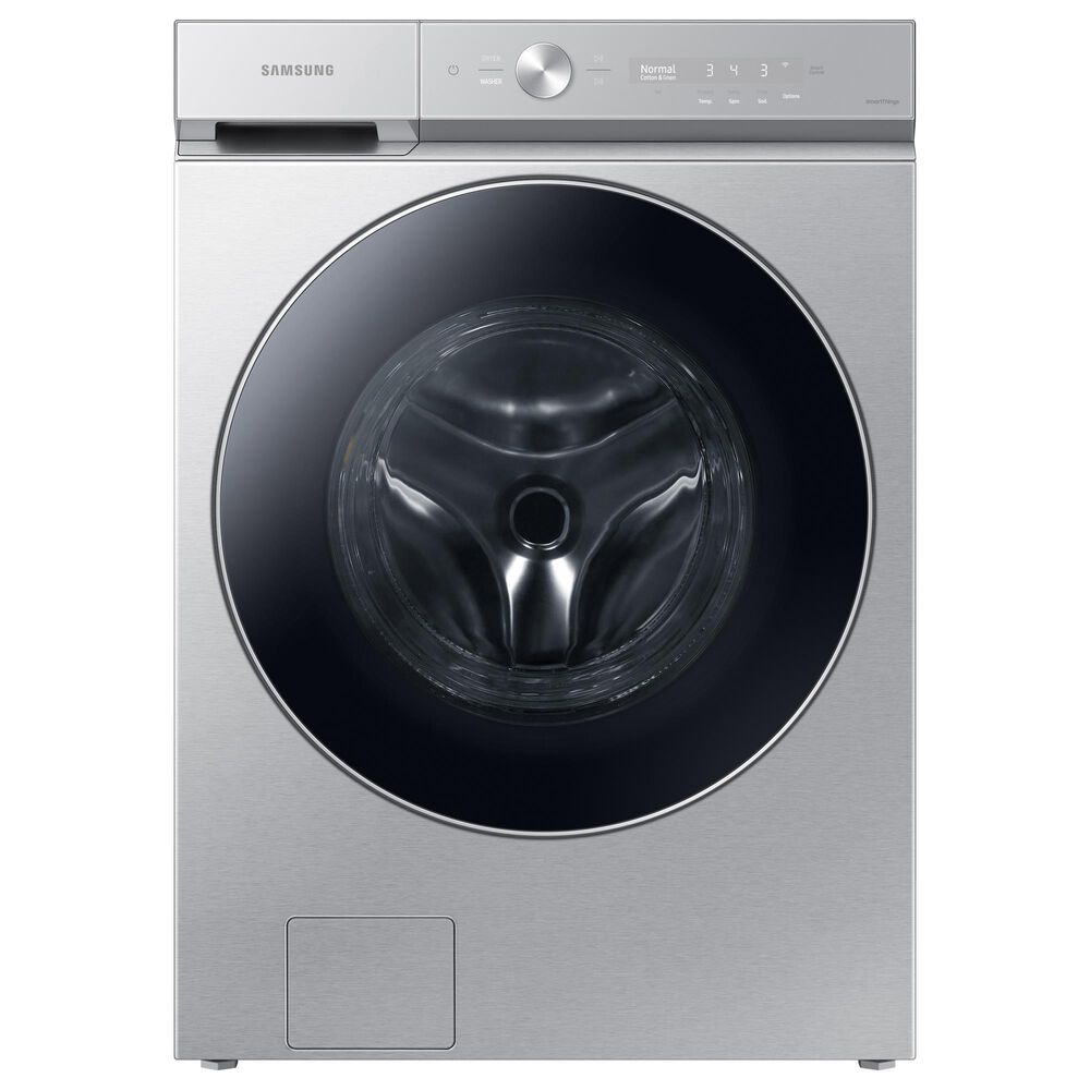 Samsung Bespoke Laundry Pair with 6.1 Cu. Ft. Front Load Washer and 7.6 Cu. Ft. Gas Dryer in Silver Steel, , large
