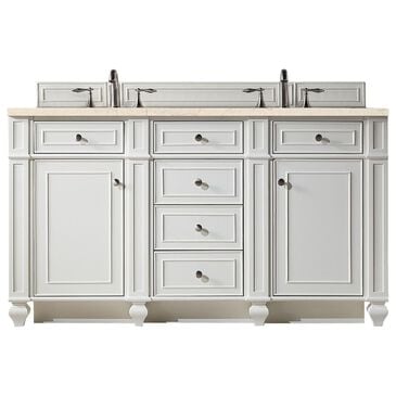 James Martin Vanities Bristol 60" Double Bathroom Vanity in Bright White with 3 cm Eternal Marfil Quartz Top and Rectangular Sinks, , large