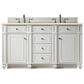James Martin Vanities Bristol 60" Double Bathroom Vanity in Bright White with 3 cm Eternal Marfil Quartz Top and Rectangular Sinks, , large