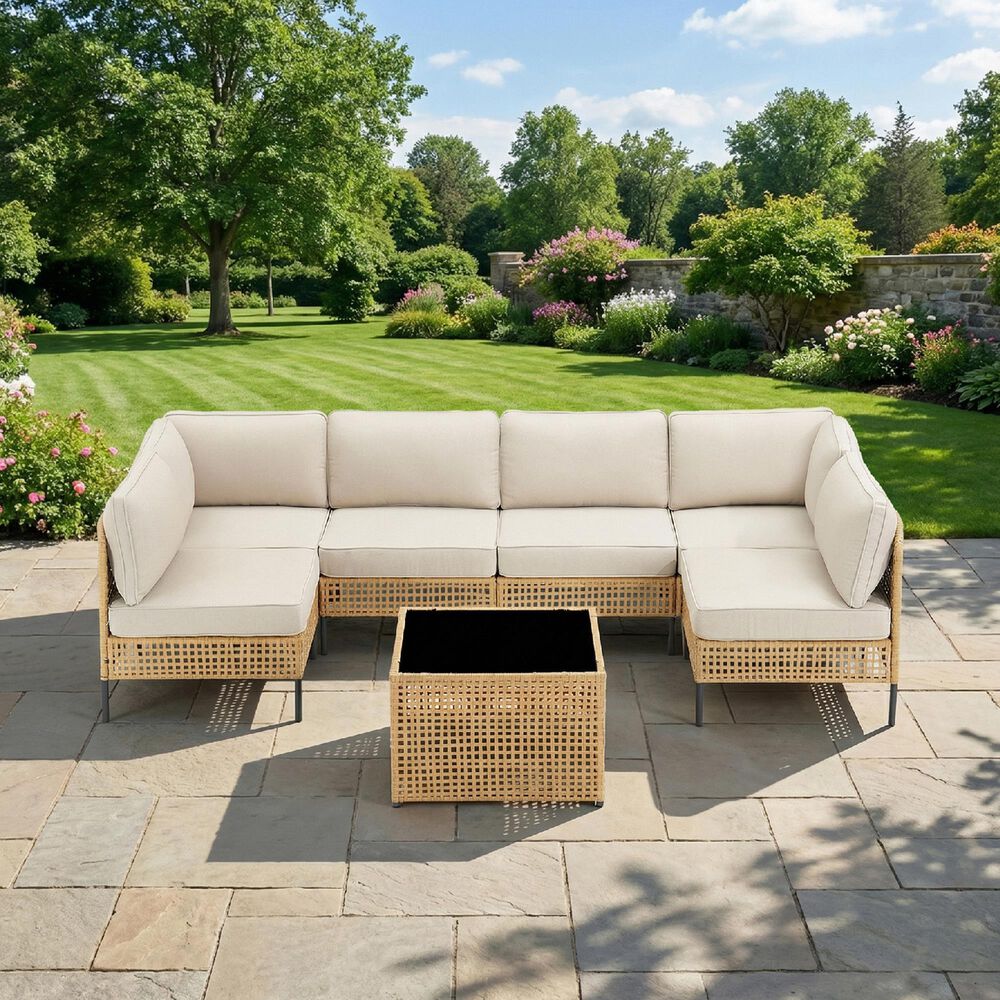 Sunwell Garden Patio Module Middle Chair in Beige (Set of 2), , large