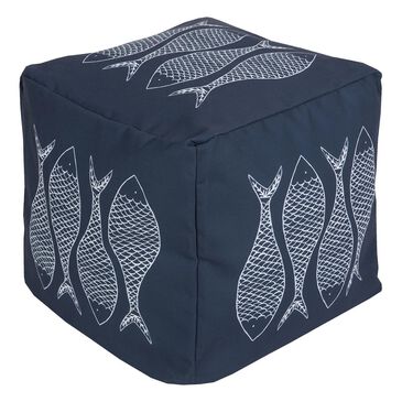 Surya Cube Pouf in Cobalt and Ivory, , large