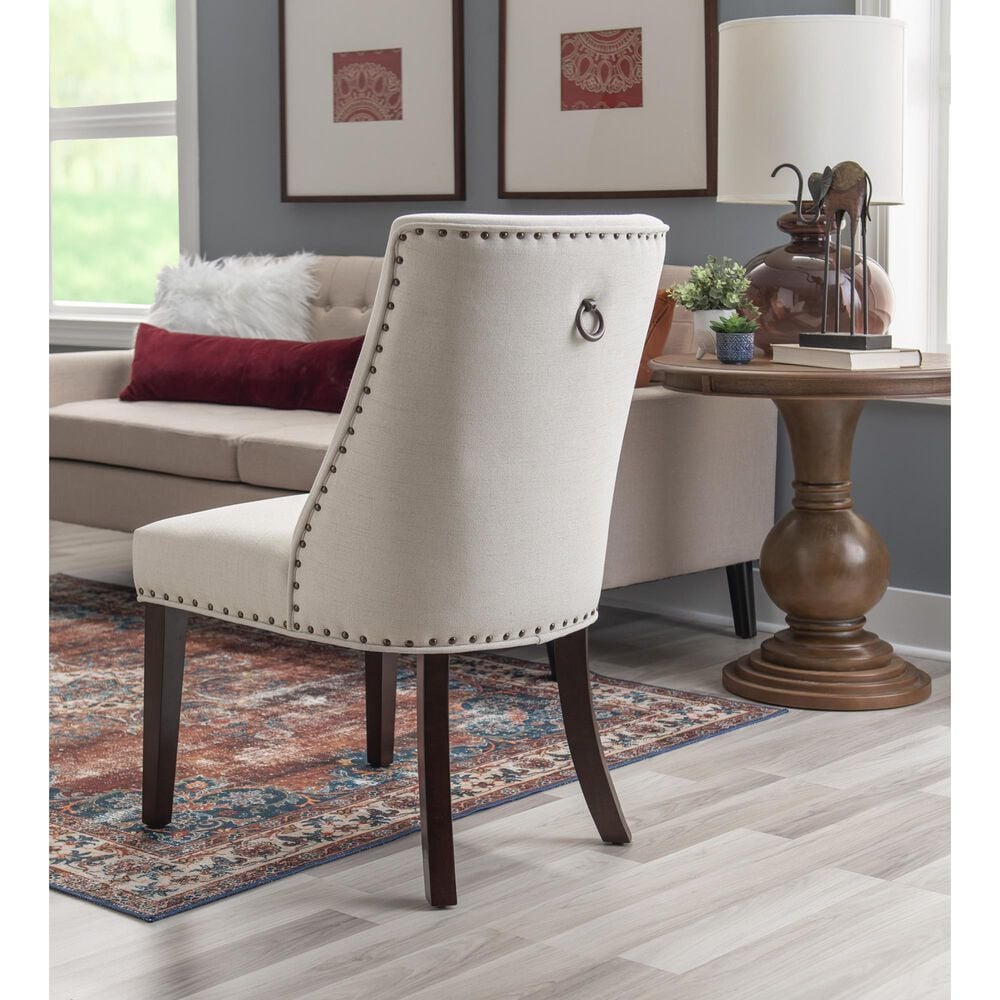 Linon Home Decor Adler Side Chair with Neutral Fabric Cushion in Espresso, , large