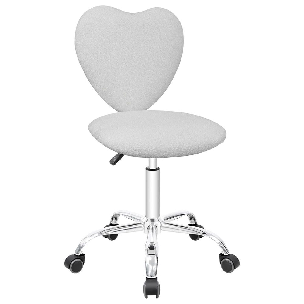Impressions Vanity Heart Boucle Swivel Vanity Chair with White Cushion in Matte Silver, , large