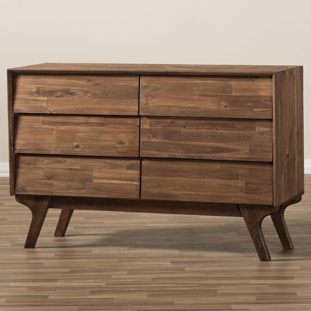 Baxton Studio Sierra 6 Drawer Dresser in Brown, , large