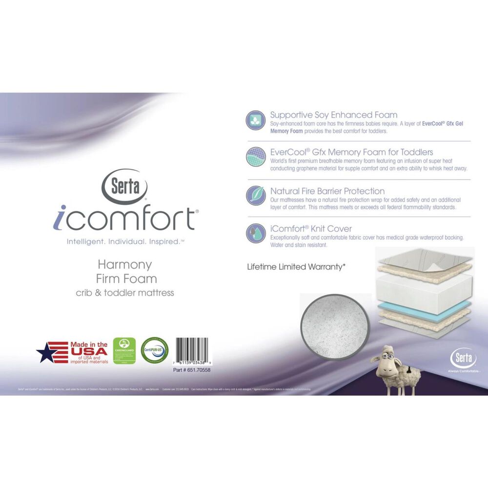 Simmons Kids Icomfort Harmony Baby Rectangle Crib Mattress, , large