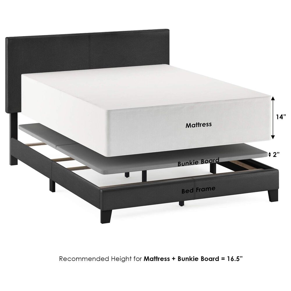 HOMLUX Pessac Queen PU Leather Upholstered Panel Bed Frame in Black, , large