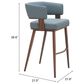 Zuo Modern Poise Barstool Azure Gray & Walnut, , large