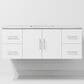Lexora Home Geneva 48" Single Bathroom Vanity in Glossy White with 2 cm White Carrara Marble Top and Rectangular Sink, , large
