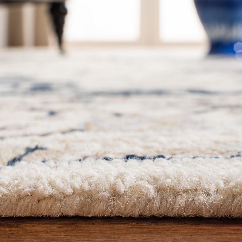 Safavieh Micro-Loop Oriental 5&#39; Square Ivory and Navy Area Rug, , large