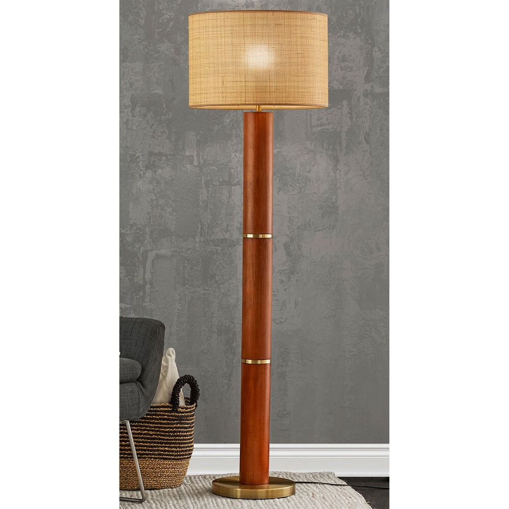 Adesso Napa Floor Lamp in Walnut and Antique Brass, , large