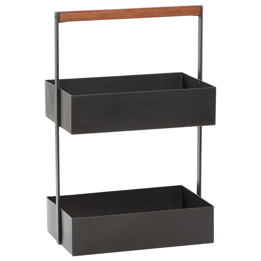 Maple and Jade 22" Modern Metal Storage Basket in Black, , large
