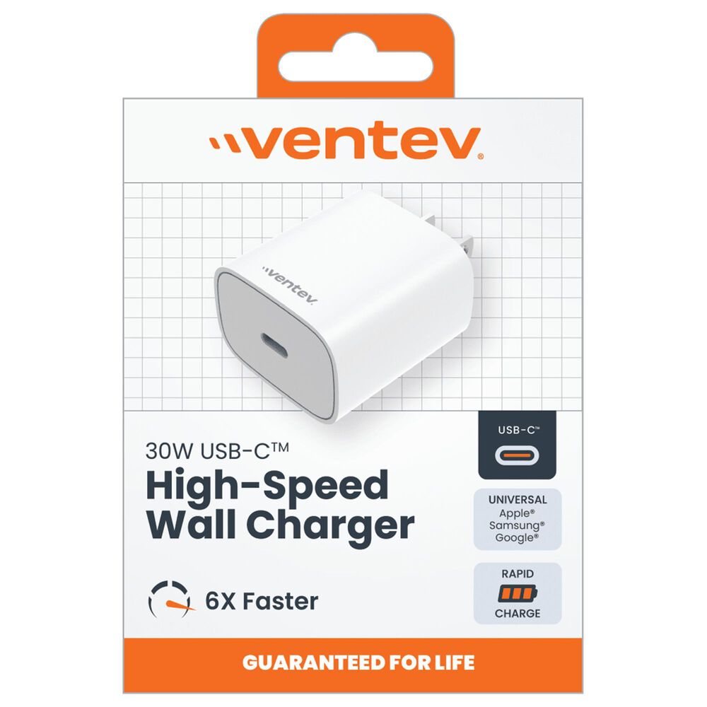 Ventev Ultrafast 30W USB-C Wall Charger in White, , large