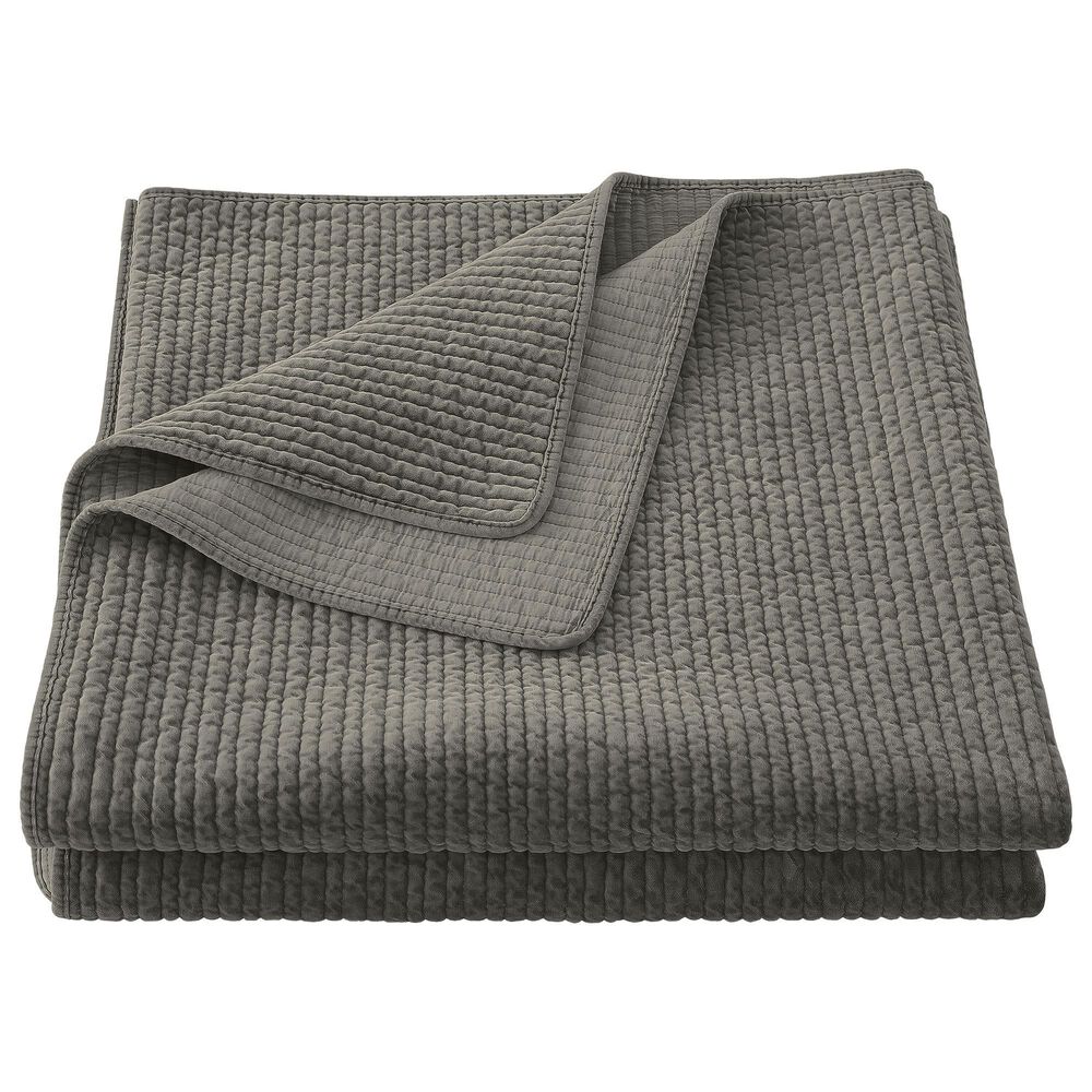 HiEnd Accents Stonewashed Velvet 3-Piece Full/Queen Quilt Set in Gray, , large