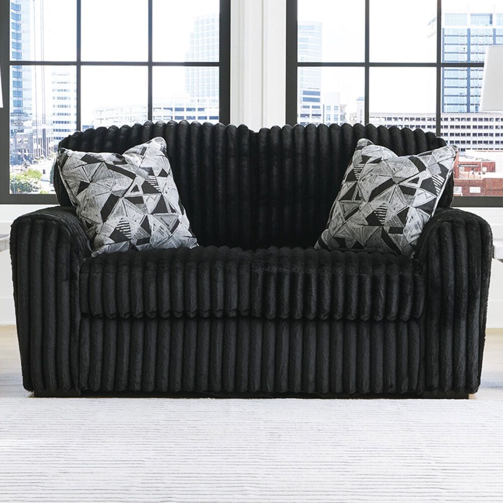 Ashley Midnight-Madness Stationary Loveseat in Onyx, , large