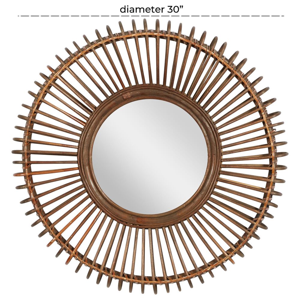 Maple and Jade 30&quot; Round Wall Mirror in Matte Brown, , large