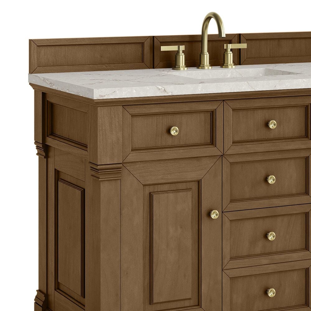 James Martin Vanities Brookfield 48&quot; Single Bathroom Vanity in Honey Oak with 3 cm Victorian Silver Quartz Top and Rectangular Sink, , large