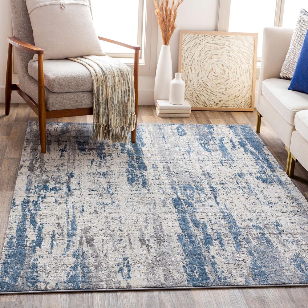 Surya Alpine ALP-2309 6&#39;7&quot; x 9&#39;6&quot; Blue, Charcoal, Medium Gray, Gray and Off-White Area Rug, , large
