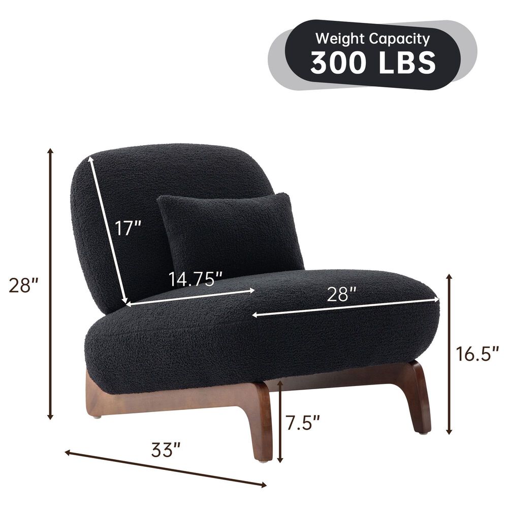 Morden Fort Cloud Boucle Armless Chair in Black (Set of 2), , large