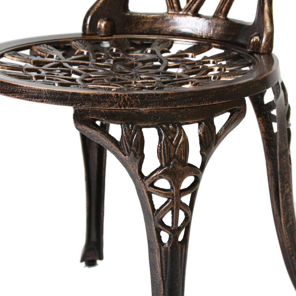 Hearth and Haven Nassau 3-Piece Bistro Set in Copper, , large
