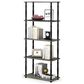 HOMLUX Turn-N-Tube 5-Tier Open Storage Bookshelf in French Oak and Black, , large