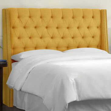Skyline Furniture King Wingback Headboard in Linen French Yellow, , large