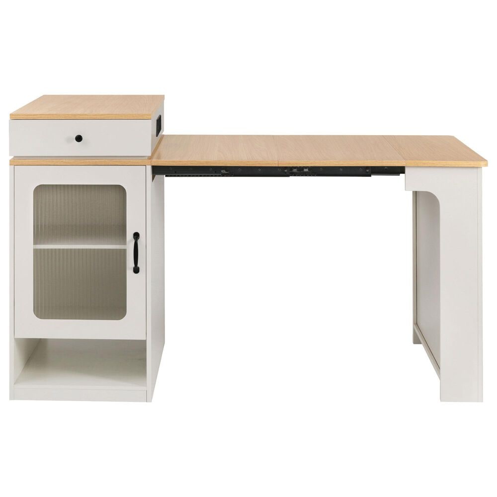 HOMLUX 60" Kitchen Island in White, , large